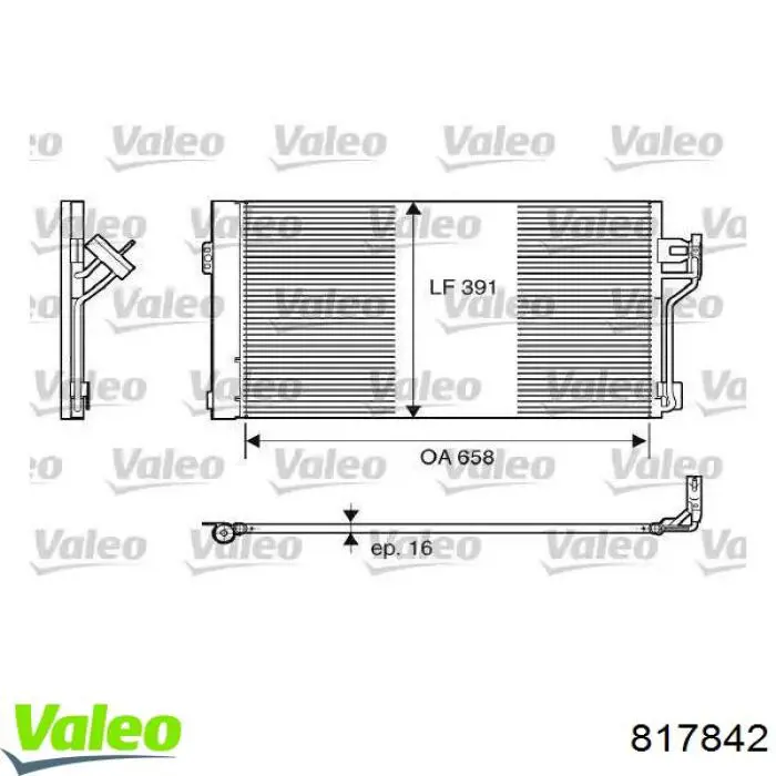 817842 VALEO Radiador de aparelho de ar condicionado