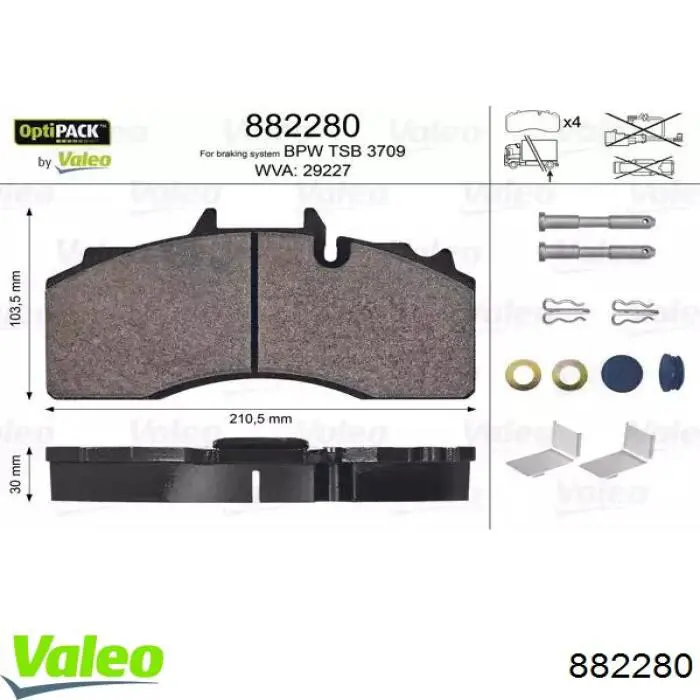 Sapatas do freio traseiras de disco VALEO 882280 preço, a partir de 156,16 USD