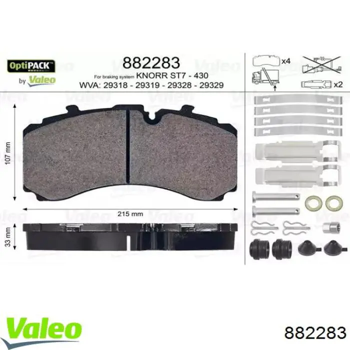882283 VALEO Sapatas do freio traseiras de disco