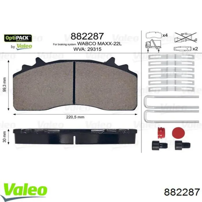 882287 VALEO Sapatas do freio dianteiras de disco