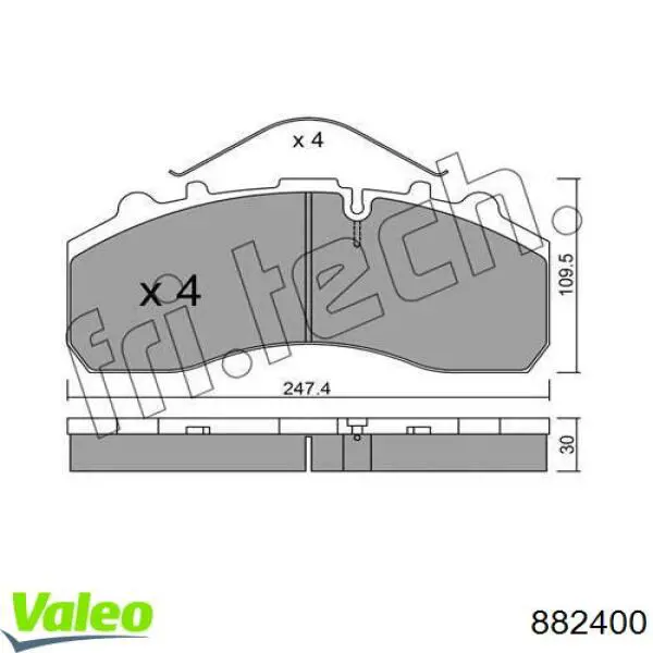 Compre 882400 VALEO Sapatas do freio dianteiras de disco