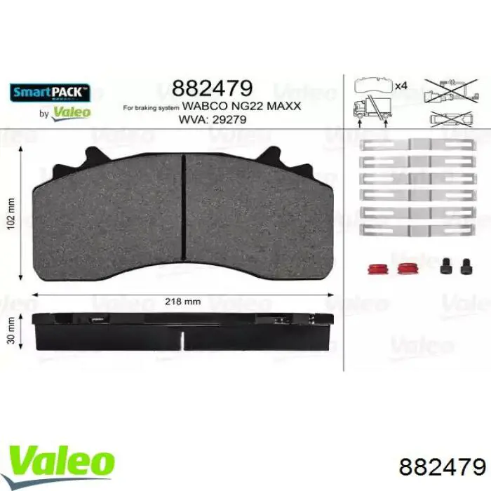 Compre 882479 VALEO Sapatas do freio dianteiras de disco