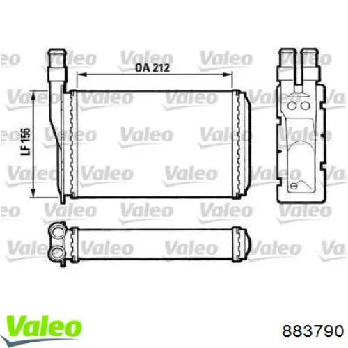 Radiador de forno (de aquecedor) 883790 VALEO