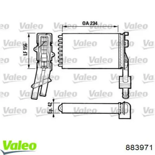 Radiador de forno (de aquecedor) 883971 VALEO