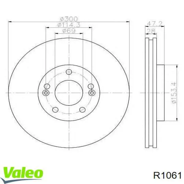 R1061 VALEO Disco do freio dianteiro