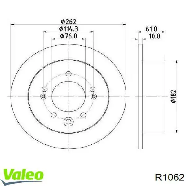 R1062 VALEO Disco do freio traseiro