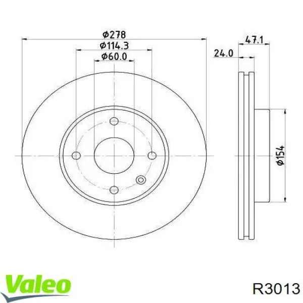R3013 VALEO Disco do freio dianteiro
