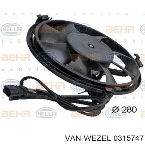 Ventilador elétrico de esfriamento montado (motor + roda de aletas) VAN Wezel 0315747 preço, a partir de 61,35 USD