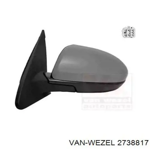 Espelho de retrovisão esquerdo VAN Wezel 2738817 preço, a partir de 109,21 USD