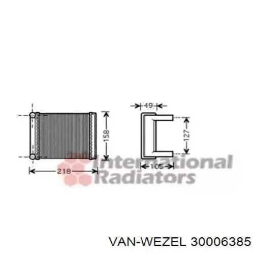 Radiador traseiro de forno (de aquecedor) VAN Wezel 30006385 preço, a partir de 32,56 USD