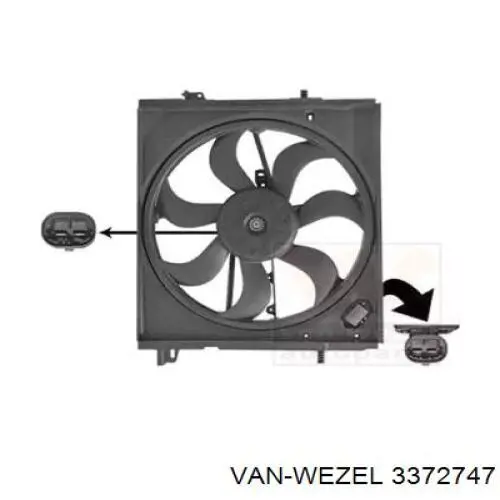 DN7535 AVA Difusor do radiador de esfriamento, montado com motor e roda de aletas