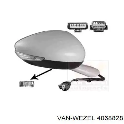 4068828 VAN Wezel Espelho de retrovisão direito