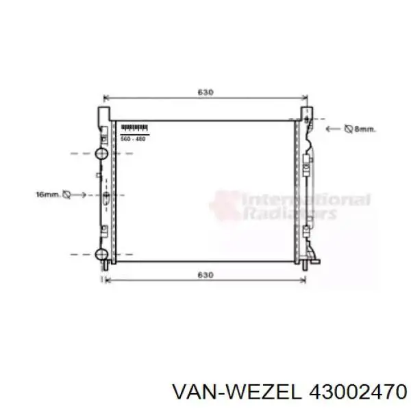 Radiador de esfriamento de motor VAN Wezel 43002470 preço, a partir de 87,10 USD