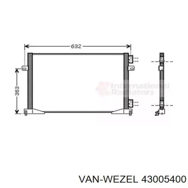 Radiador de aparelho de ar condicionado VAN Wezel 43005400 preço, a partir de 85,81 USD