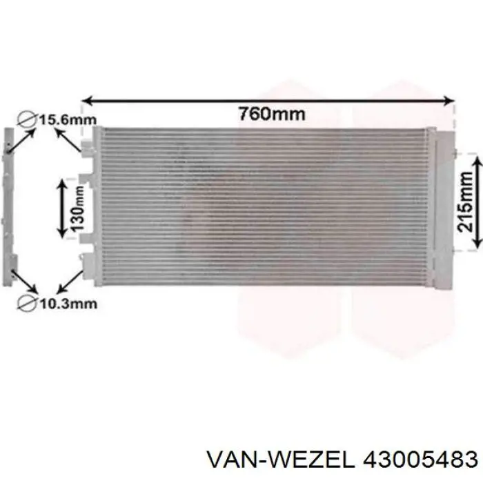 Radiador de aparelho de ar condicionado VAN Wezel 43005483 preço, a partir de 73,71 USD