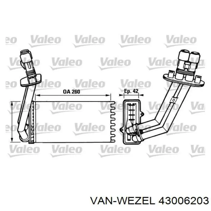 Compre 43006203 VAN Wezel Radiador de forno (de aquecedor)