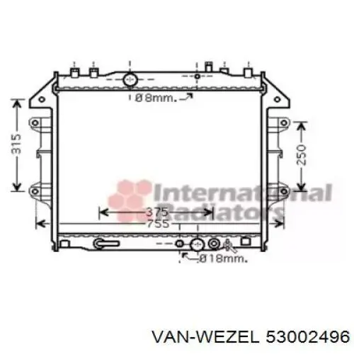 Radiador de esfriamento de motor VAN Wezel 53002496 preço, a partir de 173,14 USD