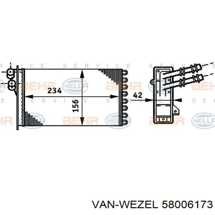 Compre 58006173 VAN Wezel Radiador de forno (de aquecedor)