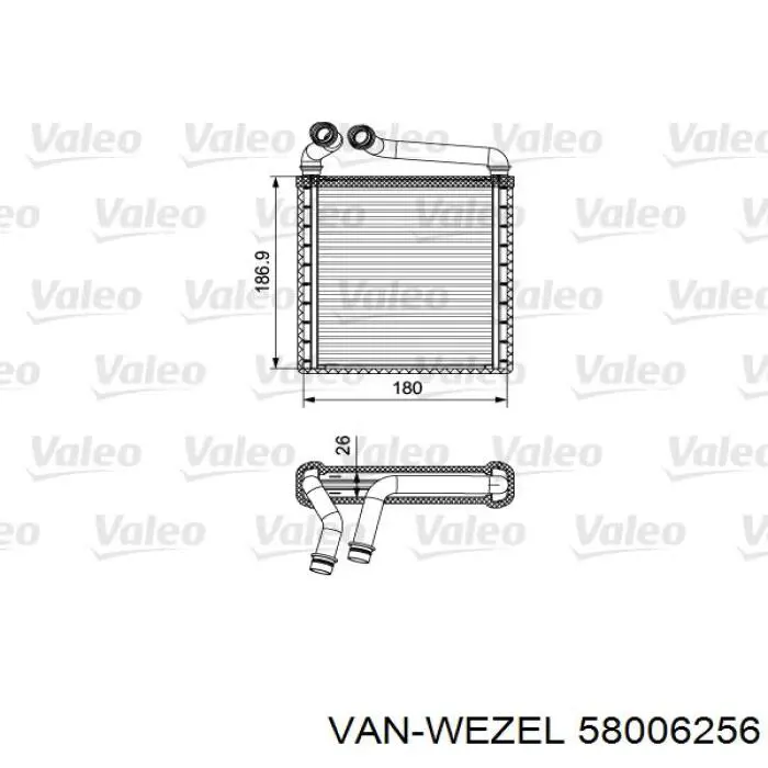 Compre 58006256 VAN Wezel Radiador de forno (de aquecedor)