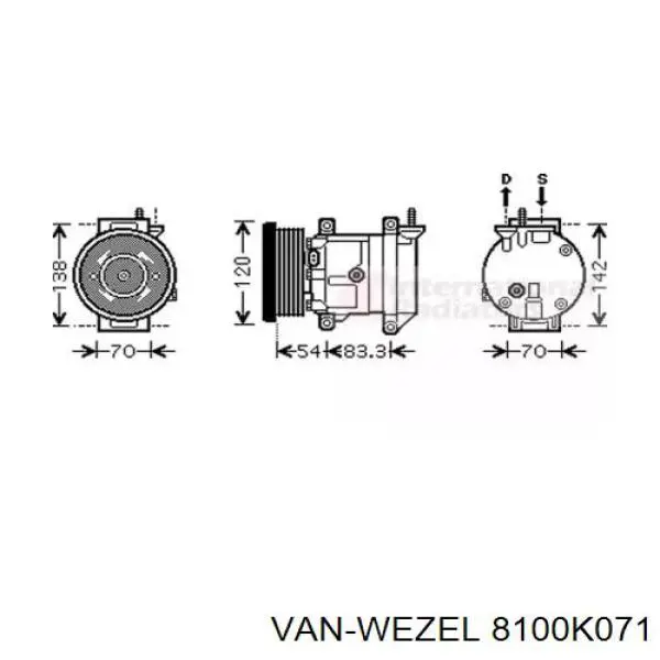 Compressor de aparelho de ar condicionado VAN Wezel 8100K071 preço, a partir de 207,71 USD