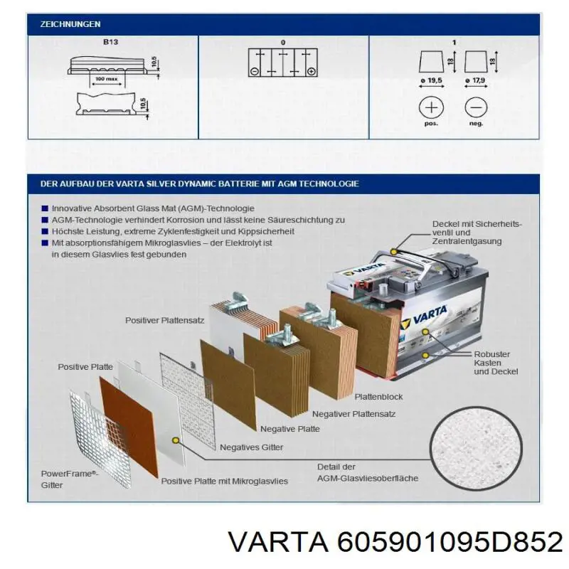 Bateria recarregável (PILHA) 605901095D852 Varta
