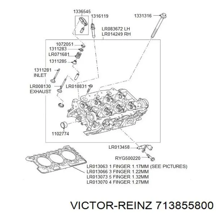 Compre 713855800 Victor Reinz Vedante de tampa de válvulas de motor