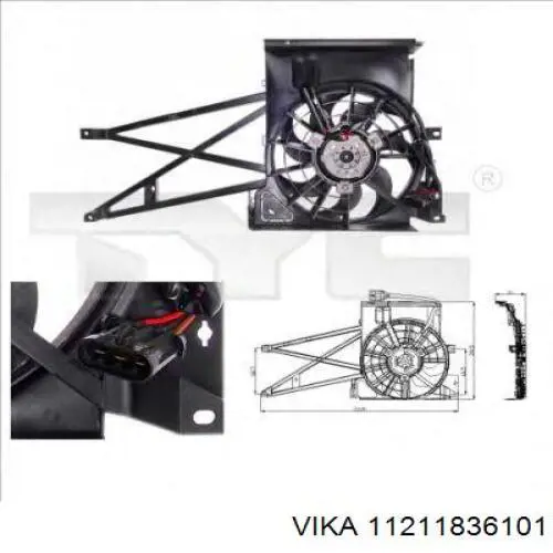 11211836101 Vika Ventilador elétrico de esfriamento montado (motor + roda de aletas)