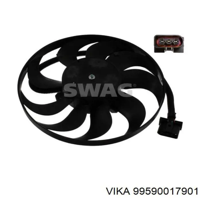 Ventilador elétrico de esfriamento montado (motor + roda de aletas) direito Vika 99590017901 preço, a partir de 60,56 USD