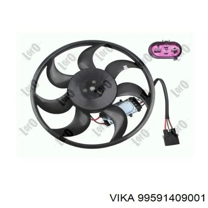 99591409001 Vika Ventilador elétrico de esfriamento montado (motor + roda de aletas) direito