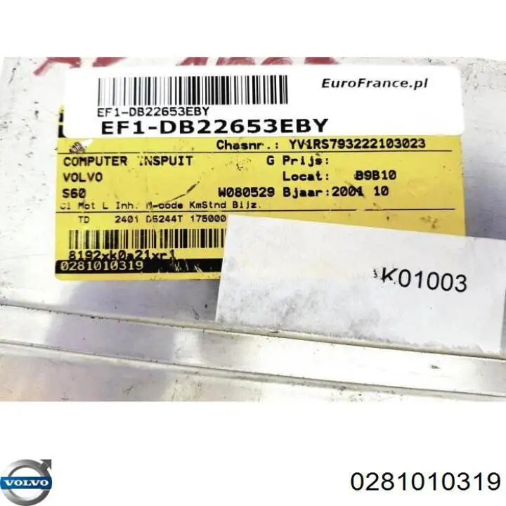 0281010319 Volvo Módulo de direção (Centralina eletrônica) de motor