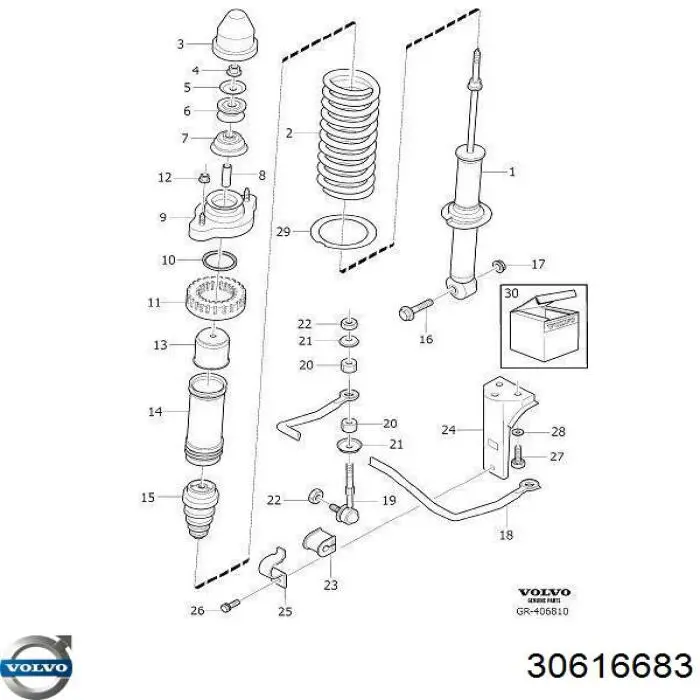 Amortecedor traseiro Volvo 30616683 preço, a partir de 51,56 USD