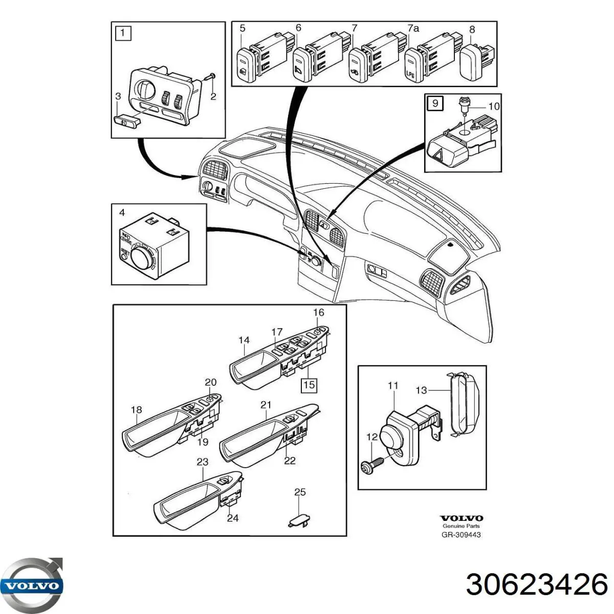 30862865 Volvo Botão de ativação do sinal de emergência
