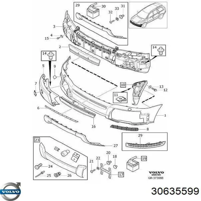 Moldura do pára-choque dianteiro Volvo 30635599 preço, a partir de 96,98 USD