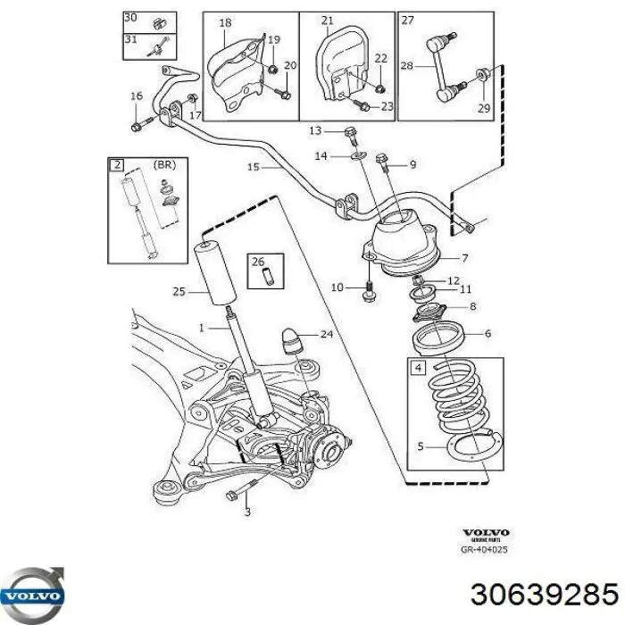 30639285 Volvo Suporte de amortecedor dianteiro