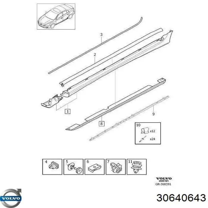 Suporte de acesso (fixação) Volvo 30640643 preço, a partir de 2,10 USD