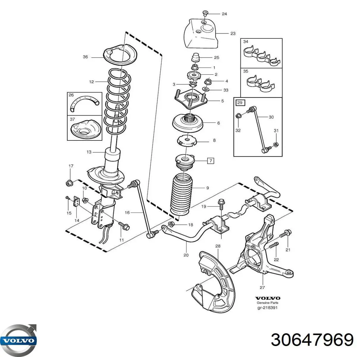 30647969 Volvo Suporte de amortecedor dianteiro