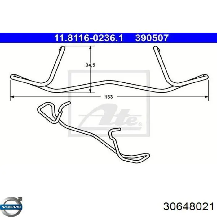Compre 30648021 Volvo Kit de molas de fixação de sapatas de disco traseiras