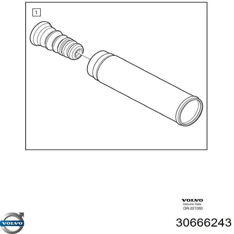 30666243 Volvo Pára-choque (grade de proteção) de amortecedor traseiro + bota de proteção