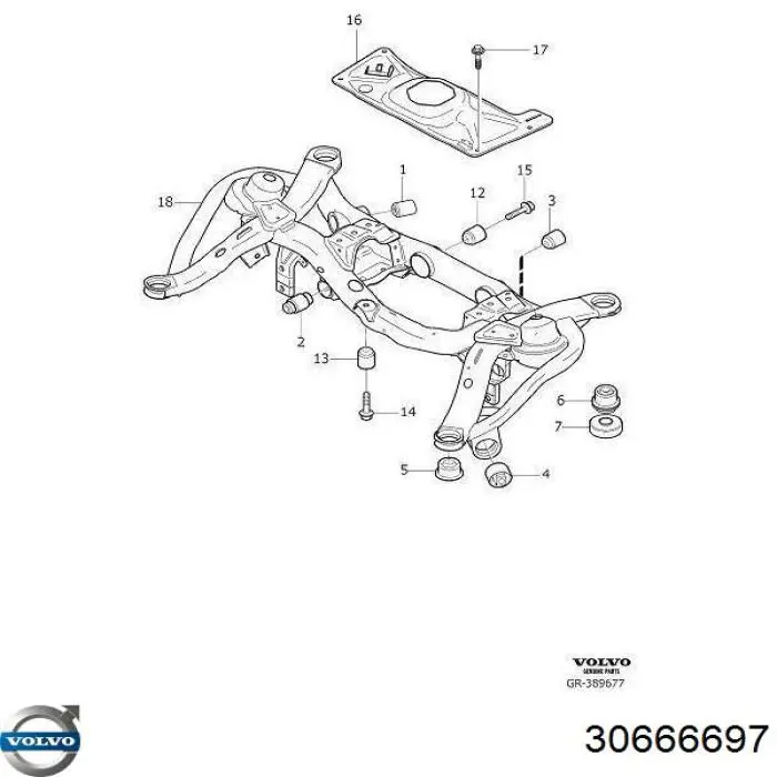 Bloco silencioso de viga traseira (de plataforma veicular) Volvo 30666697 preço, a partir de 34,10 USD
