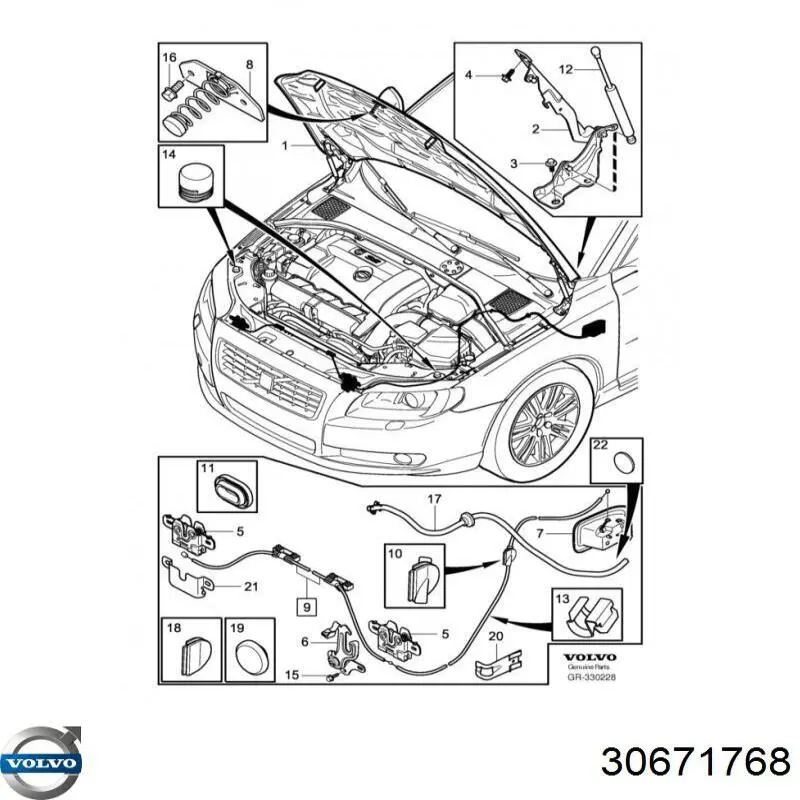 Cabo dianteiro de abertura da capota Volvo 30671768 preço, a partir de 37,76 USD