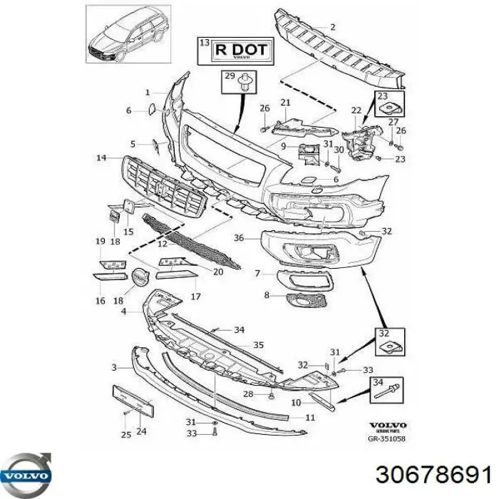 30678691 Volvo Grelha do radiador