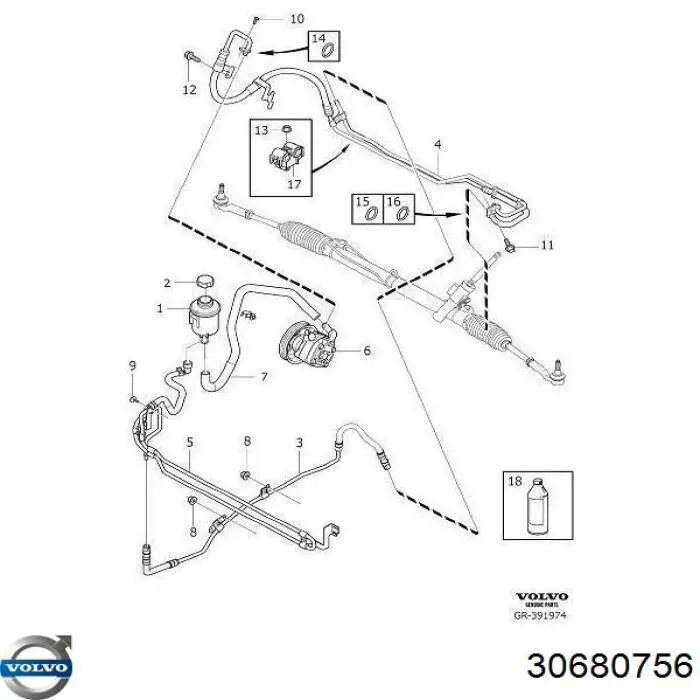 Tanque de bomba da Direção hidrâulica assistida Volvo 30680756 preço, a partir de 93,46 USD