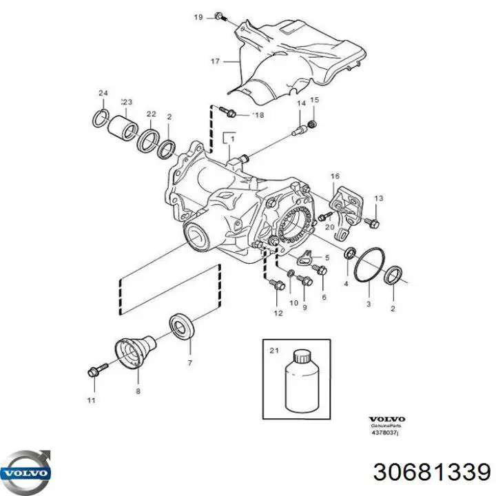 30681339 Volvo Bucim de saída traseira da caixa de transferência