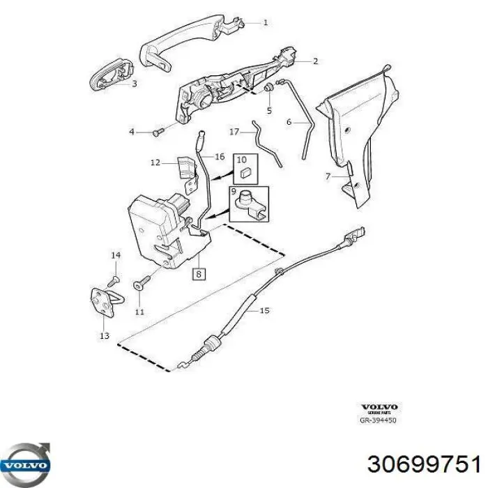 30699751 Volvo Fecho da porta dianteira esquerda
