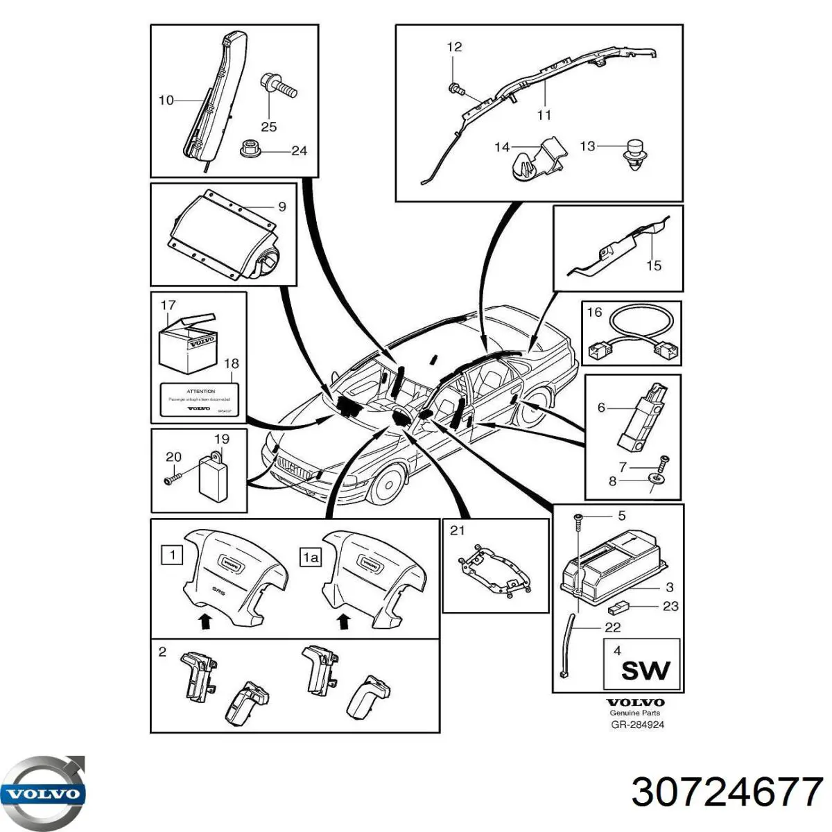 30724677 Volvo Sensor AIRBAG dianteiro