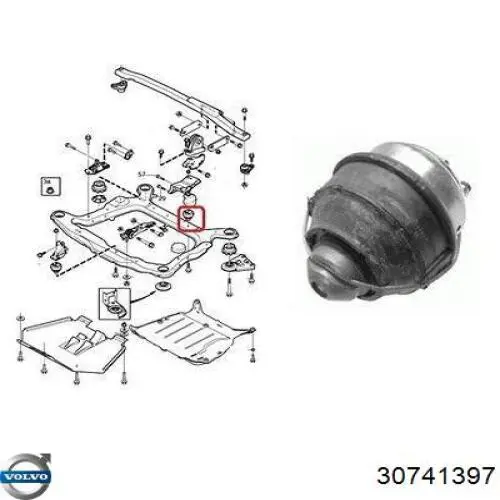 30741397 Volvo Coxim (suporte) traseiro de motor
