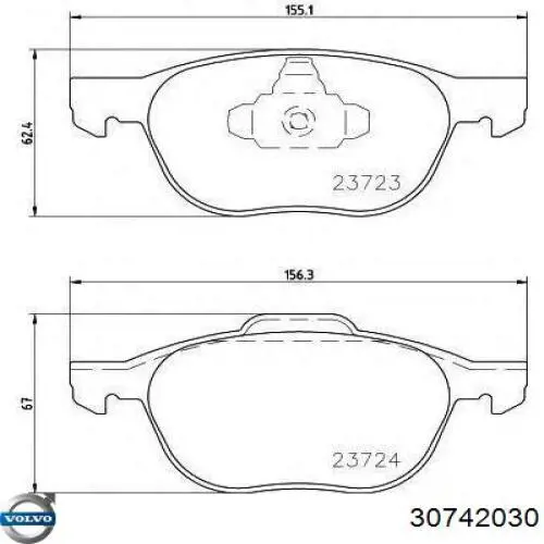 30742030 Volvo Sapatas do freio dianteiras de disco
