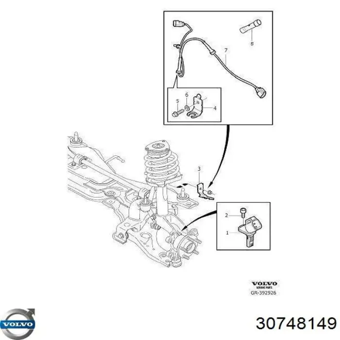 Sensor dianteiro de ABS Volvo 30748149 preço, a partir de 12,50 USD