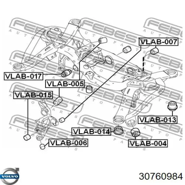 30760984 Volvo Bloco silencioso de viga traseira (de plataforma veicular)