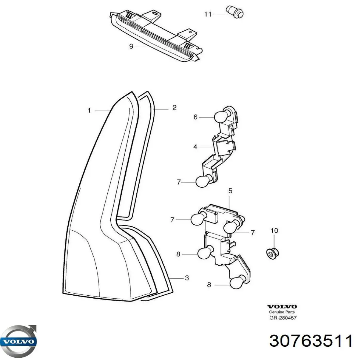30763511 Volvo Lanterna traseira esquerda